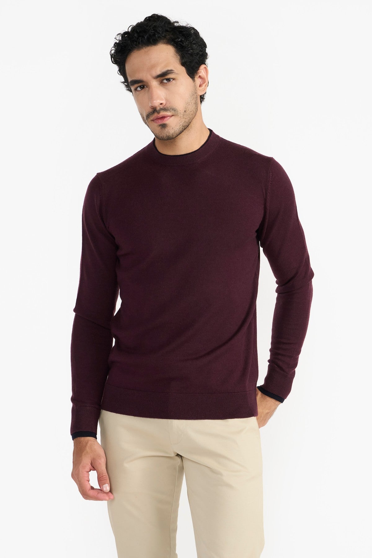 GREGORY WINE & NAVY MEN'S SWEATER