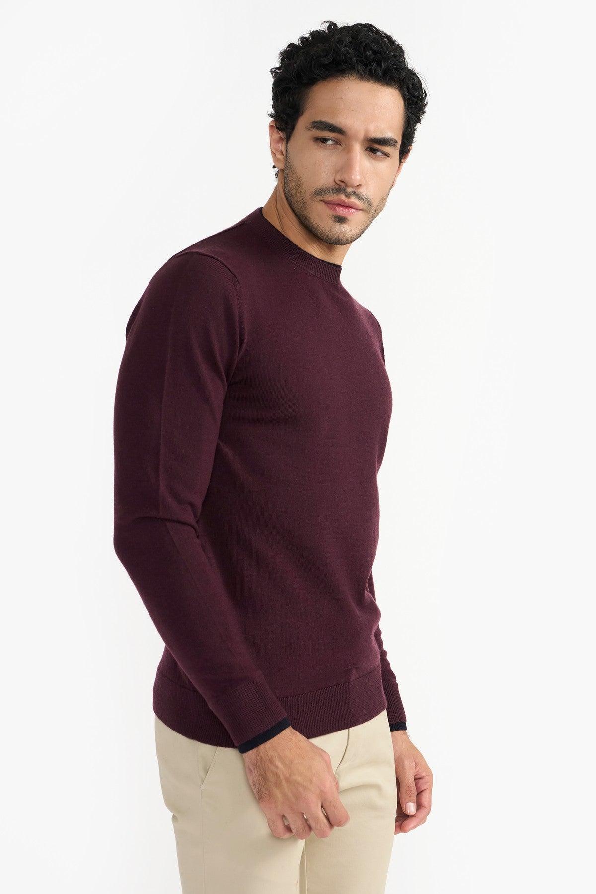 GREGORY WINE & NAVY MEN'S SWEATER