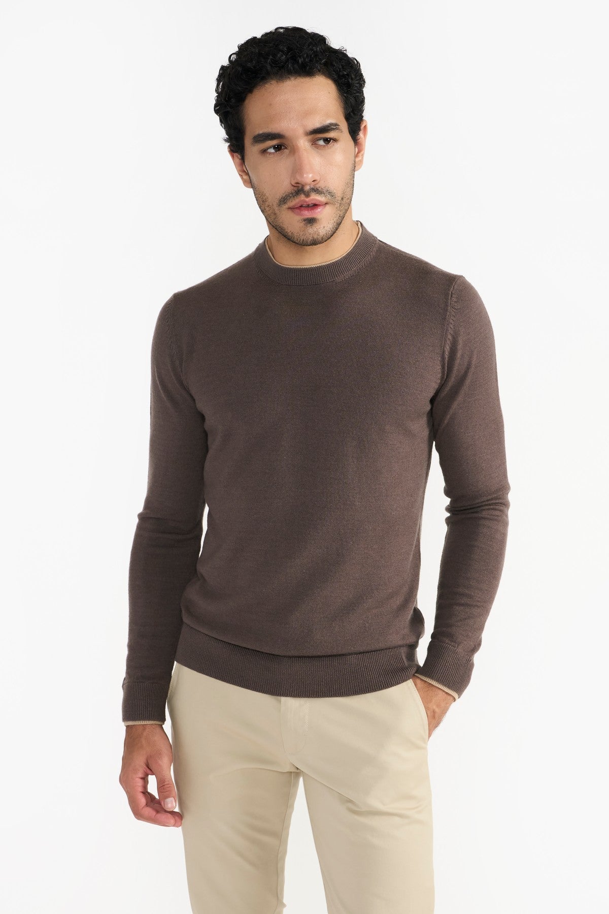 GREGORY BROWN & BEIGE MEN'S SWEATER