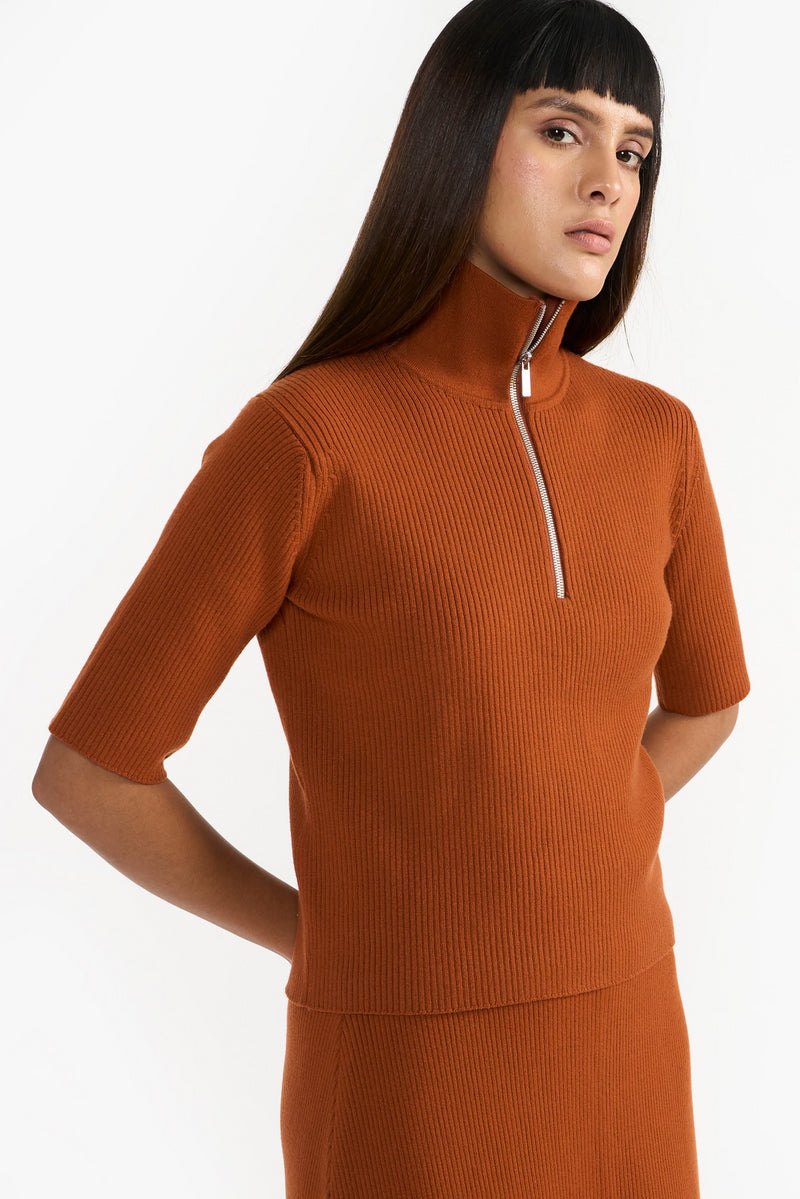 Reddish Brown Madilynn Top Women Knit Top