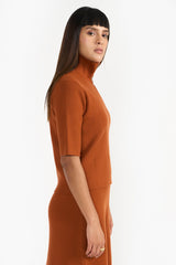 MADILYNN REDDISH BROWN WOMEN'S KNIT TOP