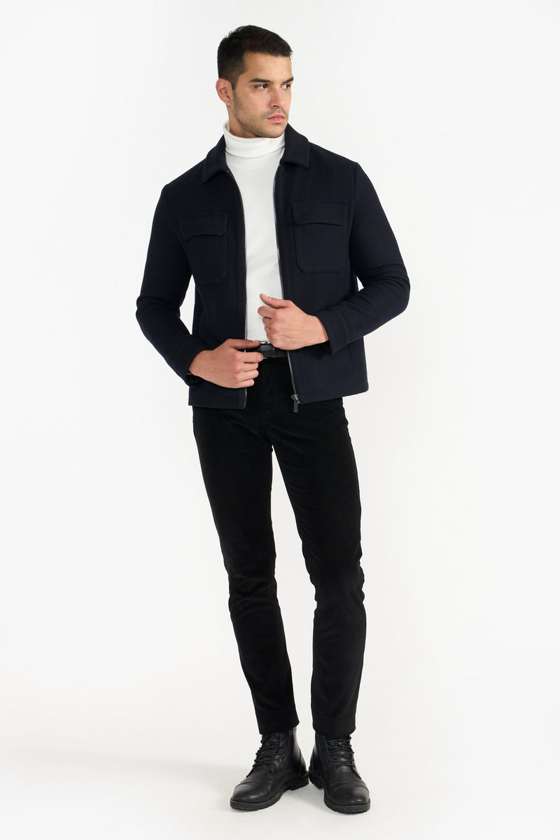 Navy Harvey Woolen Jacket