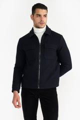 HARVEY NAVY MEN'S WOOLEN JACKET