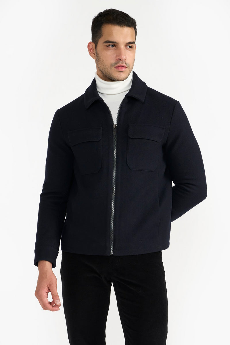 Navy Harvey Woolen Jacket