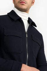 HARVEY NAVY MEN'S WOOLEN JACKET