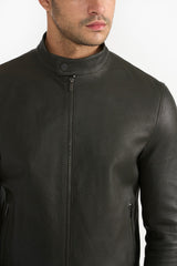 ANDREW OLIVE MEN'S LEATHER JACKET