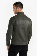 ANDREW OLIVE MEN'S LEATHER JACKET