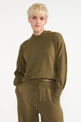 ALEENA OLIVE WOMEN'S KNIT HOODIE