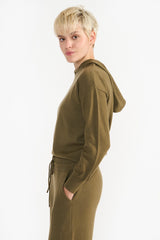 ALEENA OLIVE WOMEN'S KNIT HOODIE