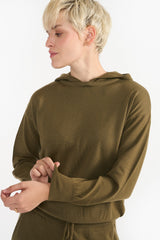 ALEENA OLIVE WOMEN'S KNIT HOODIE