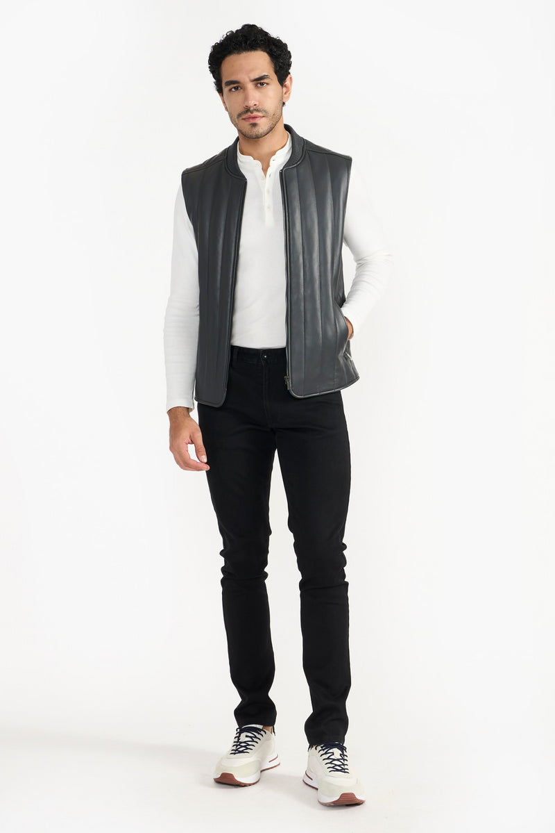 Grey Neil Leather Vest