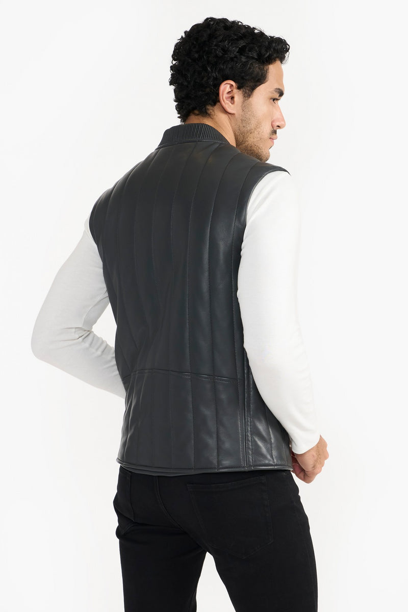 Grey Neil Leather Vest