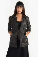 KINLEE DARK BROWN WOMEN'S LEATHER JACKET