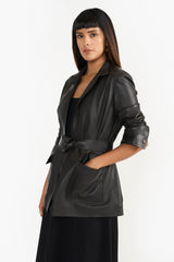 KINLEE DARK BROWN WOMEN'S LEATHER JACKET