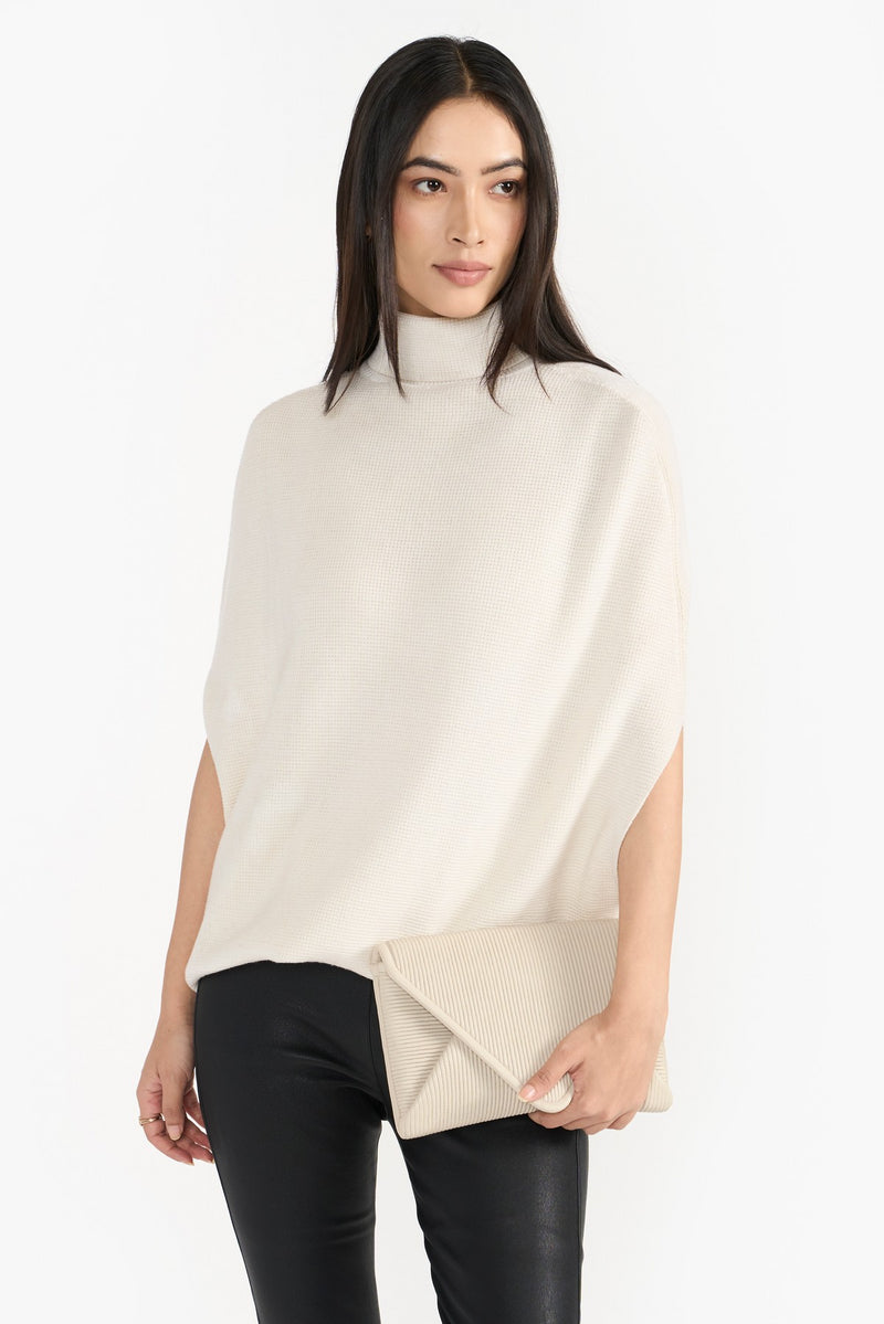 Ivory Selma Women Knit Poncho