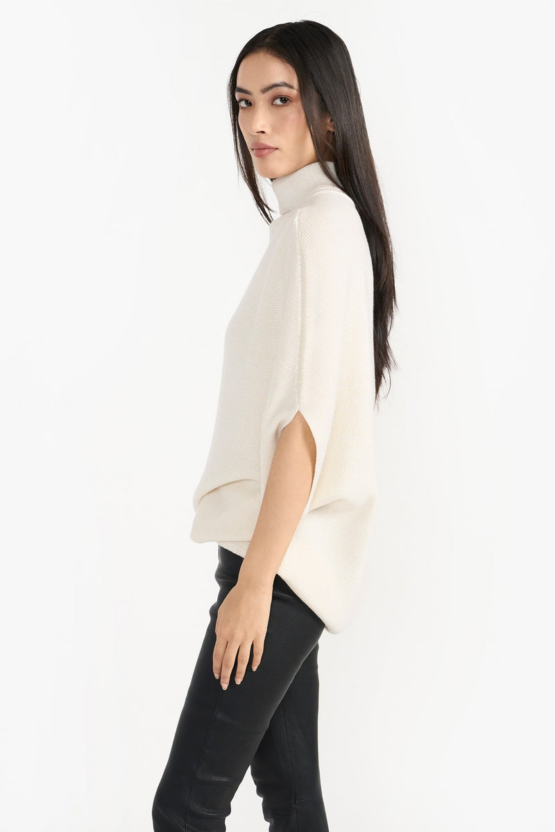 Ivory Selma Women Knit Poncho