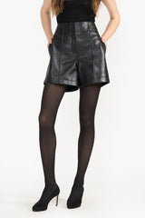 Premium Shorts - Arielle Black Women's Leather Shorts