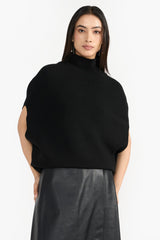 SELMA BLACK  WOMEN'SK NIT PONCHO