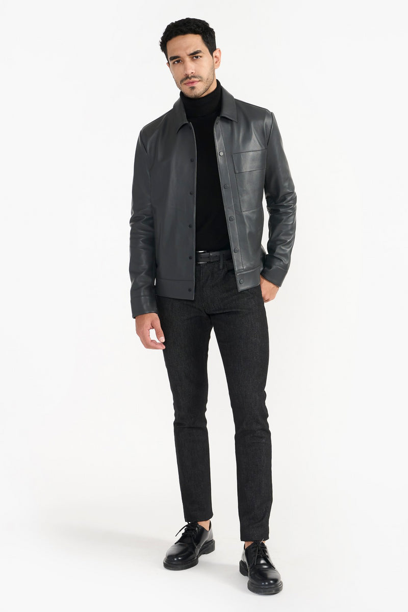 Graphite Grey Diallo Leather Jacket