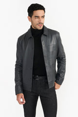 DIALLO GRAPHITE GREY MEN'S LEATHER JACKET