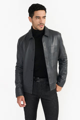 Graphite Grey Diallo Leather Jacket