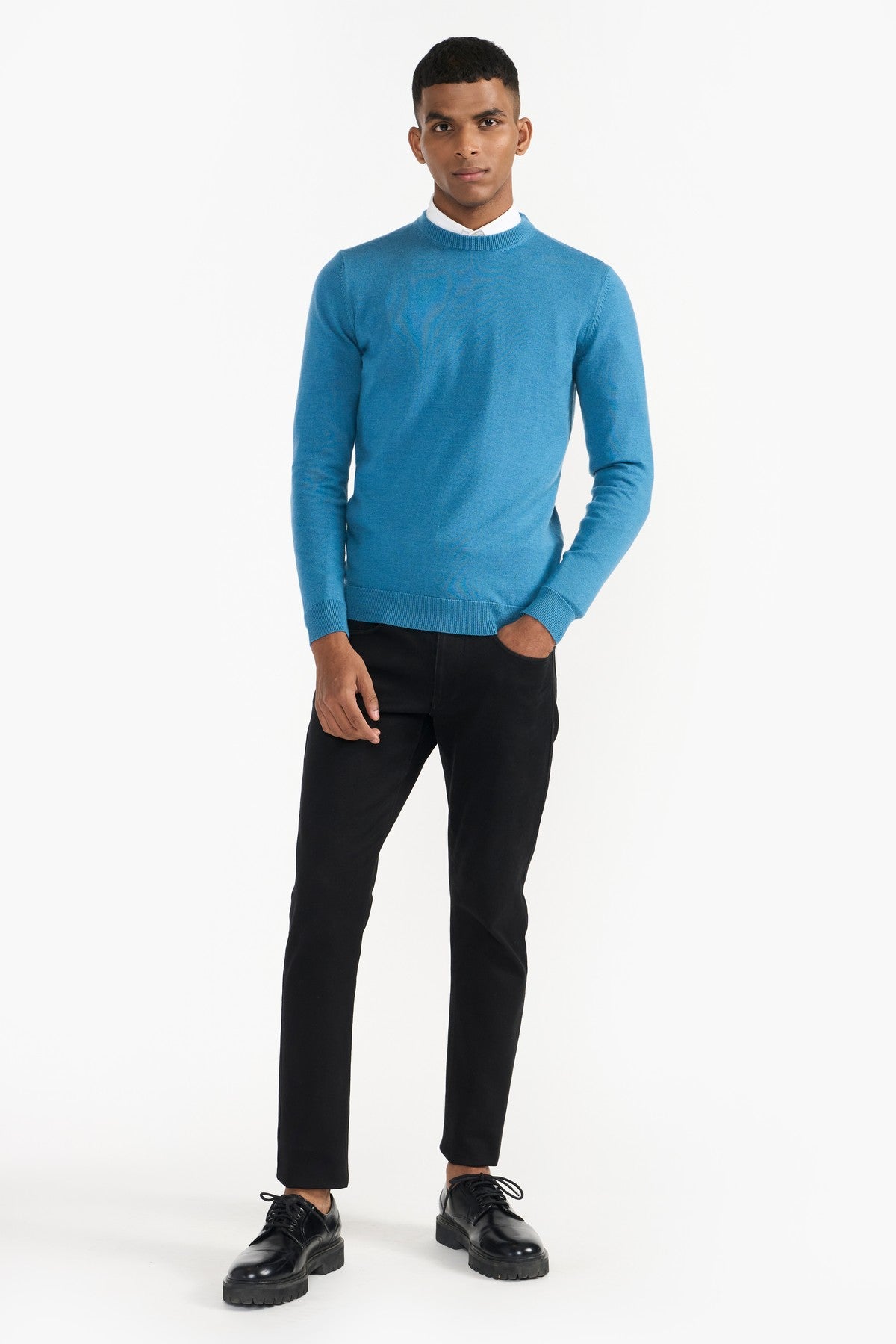 DRAKE SEA BLUE MEN'S SWEATER