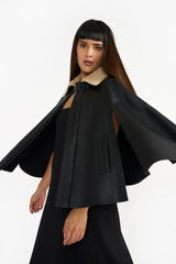 EVRA BLACK WOMEN'S LEATHER CAPE