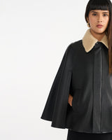 EVRA BLACK WOMEN'S LEATHER CAPE