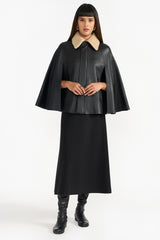 EVRA BLACK WOMEN'S LEATHER CAPE