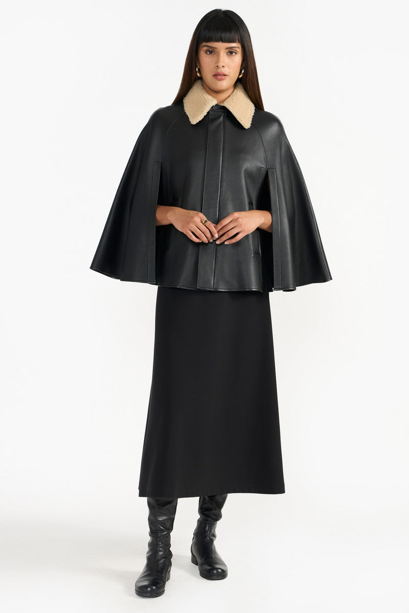 Black Evra Leather Cape