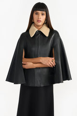 EVRA BLACK WOMEN'S LEATHER CAPE