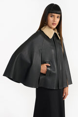 EVRA BLACK WOMEN'S LEATHER CAPE