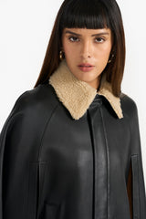 EVRA BLACK WOMEN'S LEATHER CAPE