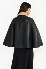 EVRA BLACK WOMEN'S LEATHER CAPE