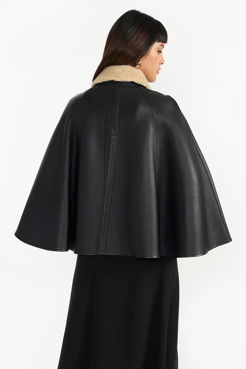 Black Evra Leather Cape