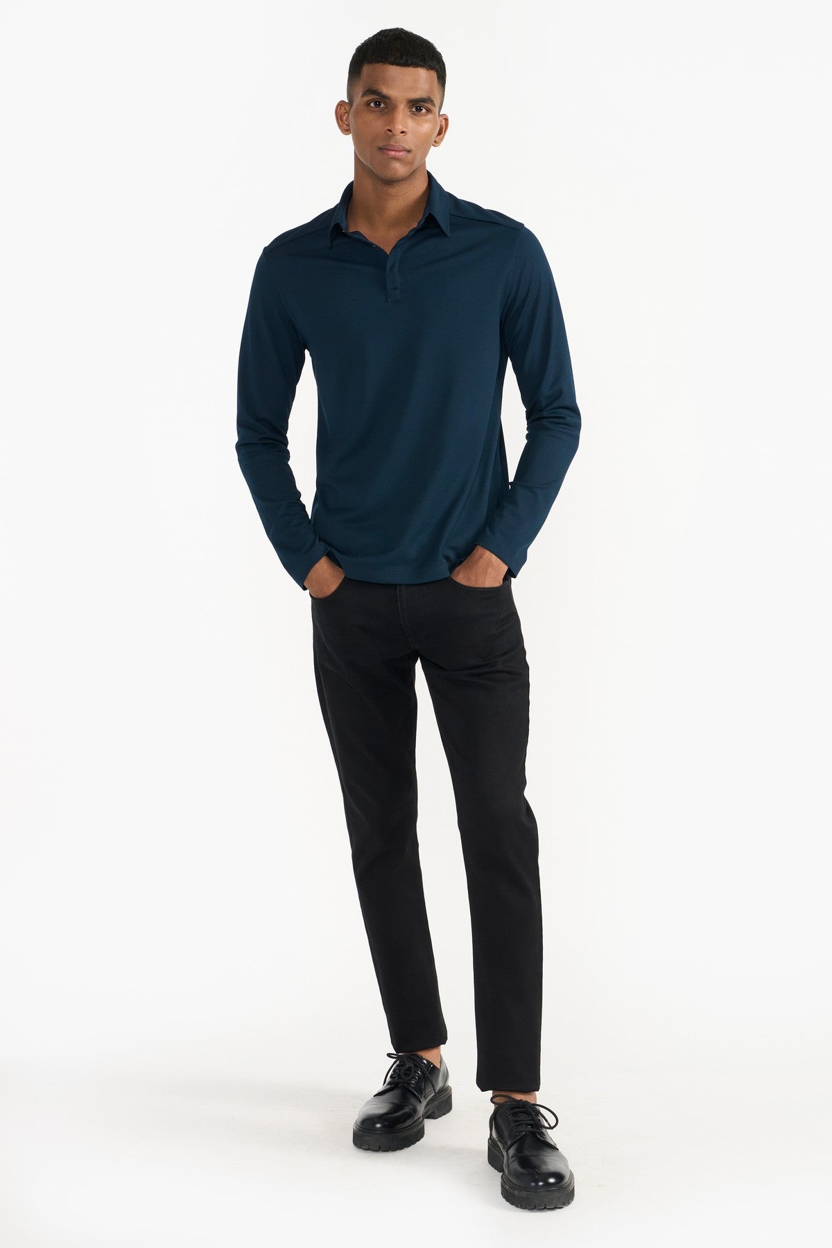 MIKE NAVY MEN'S FULL SLEEVES POLO