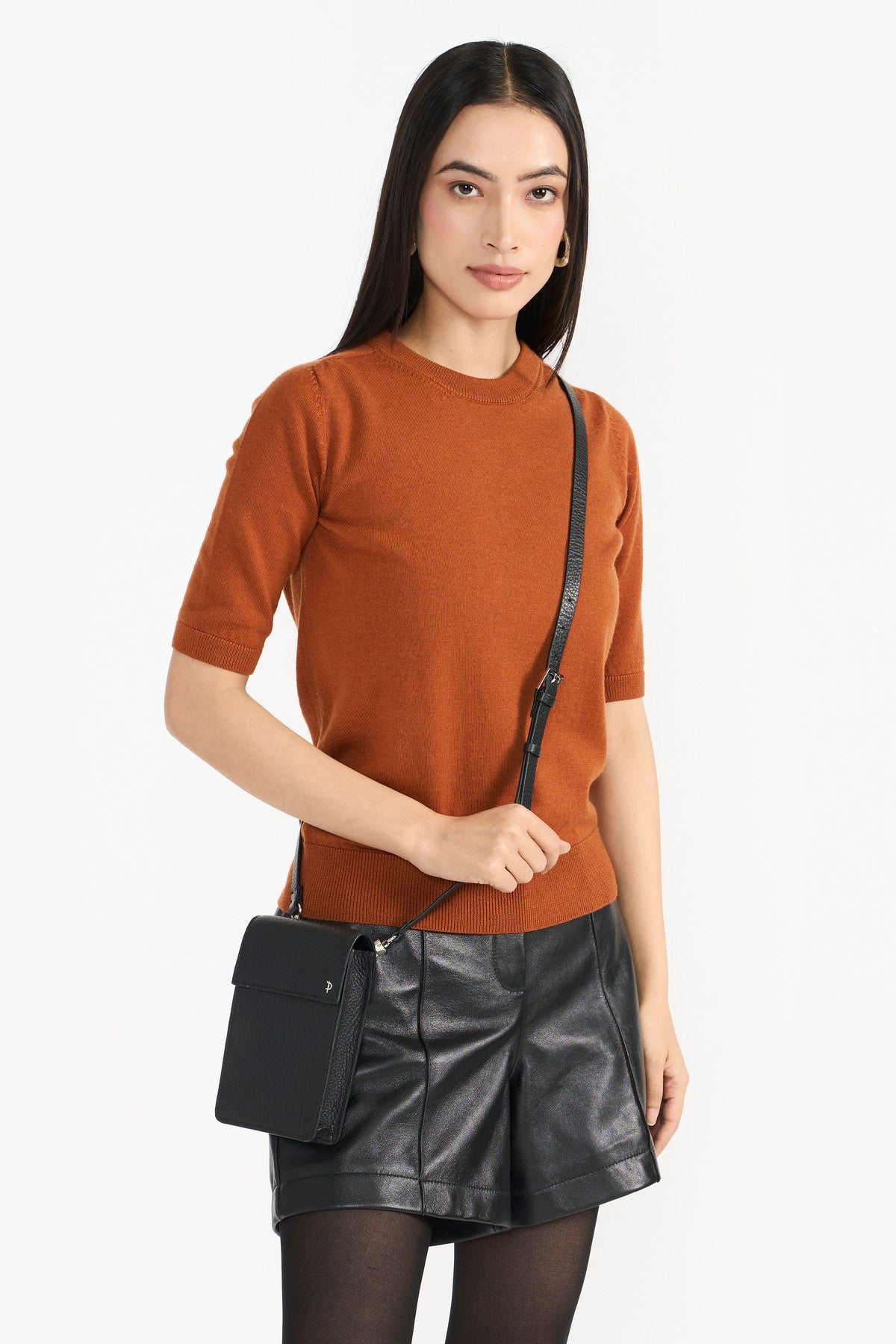 MINDY REDDISH BROWN WOMEN'S KNIT TOP