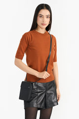 MINDY REDDISH BROWN WOMEN'S KNIT TOP