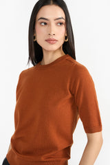 MINDY REDDISH BROWN WOMEN'S KNIT TOP