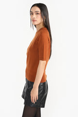 MINDY REDDISH BROWN WOMEN'S KNIT TOP