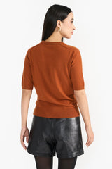 MINDY REDDISH BROWN WOMEN'S KNIT TOP