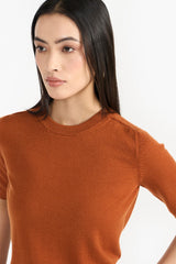 MINDY REDDISH BROWN WOMEN'S KNIT TOP