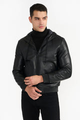 EDWIN BLACK MEN'S LEATHER JACKET