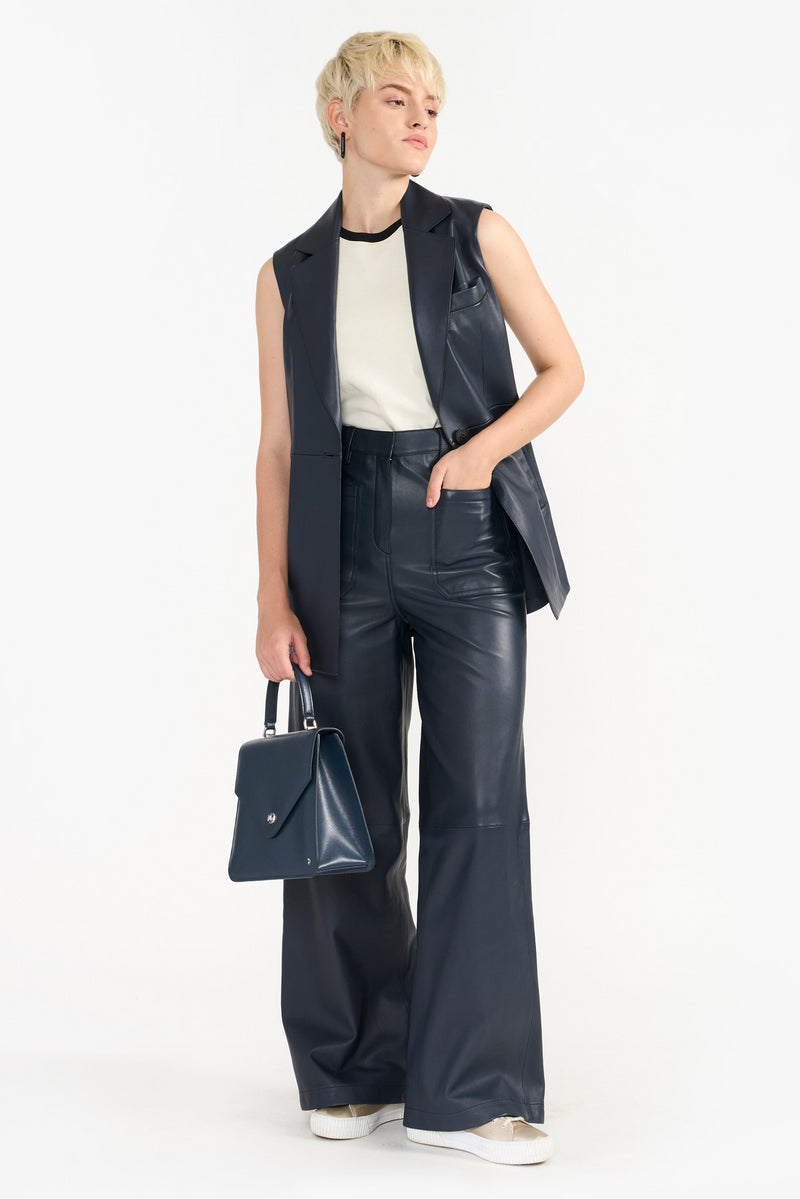 Ink Blue Zahra Pant Leather Pant