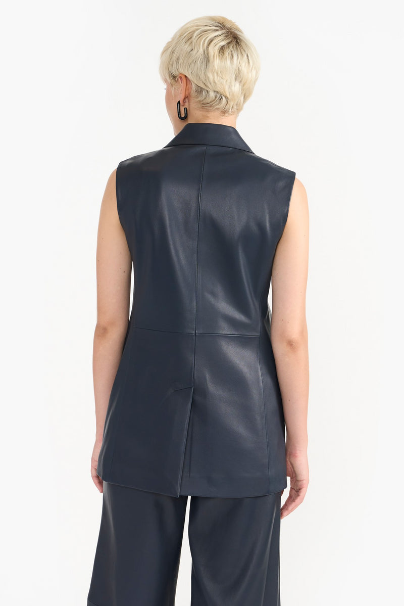 Ink Blue Zahra Vest Leather Vest