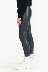 Navy Ira Leather Pant