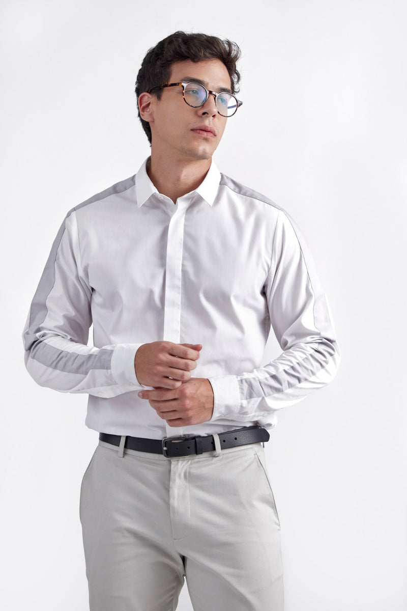 White with Grey Stripe Joss Shirt