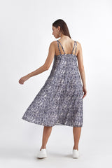 ENID WHITE & OCEANIC BLUE PRINTED WOMEN'S DRESS