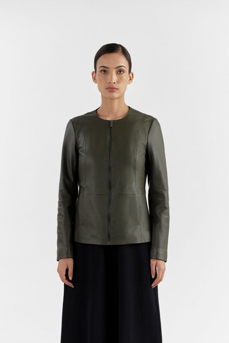Olive Zola Leather Jacket