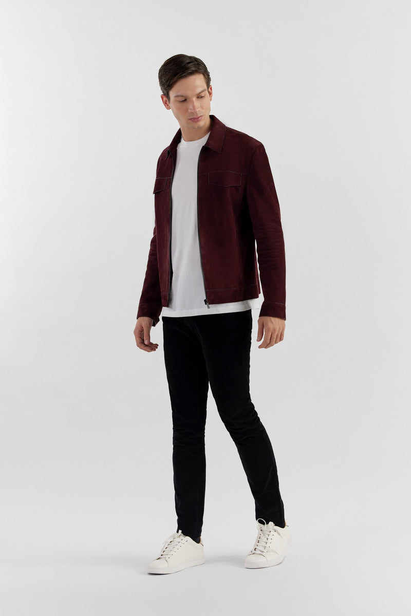 Wine Kofi Leather Jacket